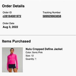 Cropped Pink Lulu Define Jacket (Brand New!!)